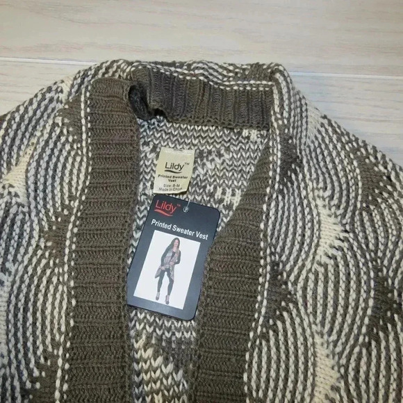Buy 1 sweater, Get 2 Free!!! Lildy Printed Sweater Vest Size S-M NWT - Picture 4 of 6